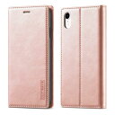 QLTYPRI iPhone XR ケース シンプル 手帳型 高級PUレザー 艶なしPU革 TPU バンパー カード収納 スタンド機能 マグネット 耐衝撃 全面保護 定番 人気 おしゃれ 財布型 アイフォンXR スマホケース - ローズゴールド
