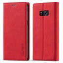 QLTYPRI Samsung Galaxy S8 ケース ギャラクシー S8 ケース 手帳型 高級PUレザー 艶なしPU革 TPU バンパー カード収納 スタンド機能 マグネット 耐衝撃 全面保護 定番 おしゃれ 財布型 カバー - レッド