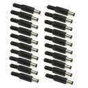 KKHMF 20個 黒いプラスチックのカバー2.1x5.5mm オスDC電源プラグジャックコネクタ