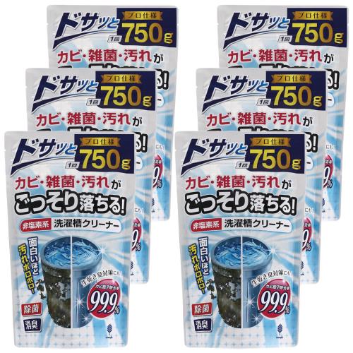 紀陽除虫菊 洗濯槽クリーナー (非塩素系/750g×6個セット) 粉末タイプ (洗濯機掃除/生乾き臭防止に)除菌 消臭 生乾き臭防止 ほこり カビ取り