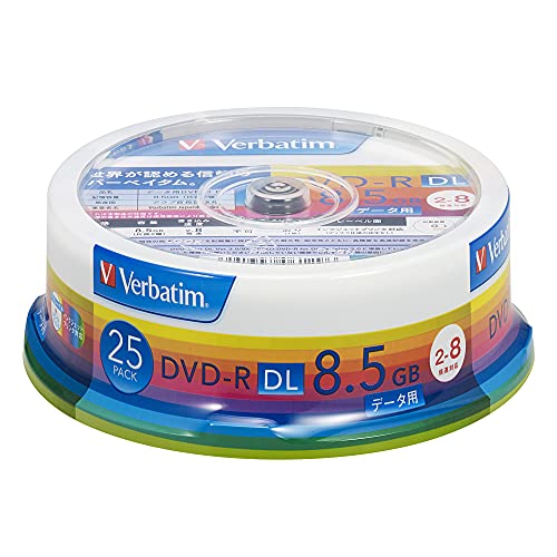 バーベイタムジャパン(Verbatim Japan) Verbatim 1回記録用 DVD-R DL DHR85HP25V1 (片面2層/2-8倍速/25枚パック) ホワイト