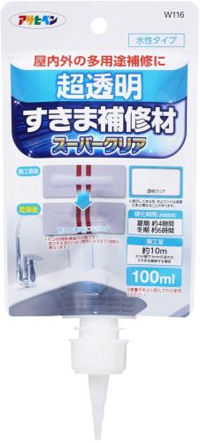 アサヒペン 超透明 すきま補修材 スーパークリア 100ml W116 水性タイプ 屋内外の多用途補