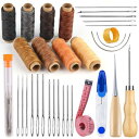 RMTIME 蝋引き糸 レザークラフト糸 縫い針 千枚通し レザークラフト 33 点 工具 セット 革 DIY 手作り ロウ引き糸 8色 縫い糸用針 指守り輪 レザーツール 皮革 工具 手芸 レザークラフト工具セット初心者用