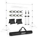 EMART 背景スタンド 撮影スタンド 200x300cm ホワイト 幅、高さ調節可能 背景布/グリーンバックスタンド 生放送、web会議、ビデオ通信、動画など...