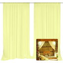 EMART 背景布 2点 背景カーテン 150x300cm イエロー 結婚式用 パーティー 記念撮影 飾り DIY シフォン生地 光沢感が良い しわ防止 (スト...