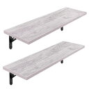 HASONA ウォールシェルフ 壁掛け棚 2個セット 防水 防カビ 壁 棚 ラック 幅42cm×奥行15cm 防虫 滑らか おしゃれ 木製 玄関/キッチン/洗面所/寝室 取り付け簡単 吊り穴 日本語説明書付き グレー