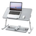 SAIJI 折りたたみテーブル ベッドテーブル ノートパソコンスタンド ラップデスク ミニテーブル ローテーブル ノートPCパソコンテーブル ちゃぶ台「表面PVC加工 安定性強化版」PCスタンド 高さ 角度調節可能 軽量 勉強 食事 一人暮らし40kg荷重 (グレー, 52*30cm)