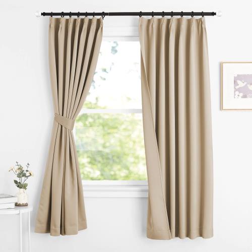 NICETOWN カーテン 遮光 防音 防寒 厚手 幅100cm丈178cm ベージュ 2枚セット 断熱 省エネ おしゃれ 冷..