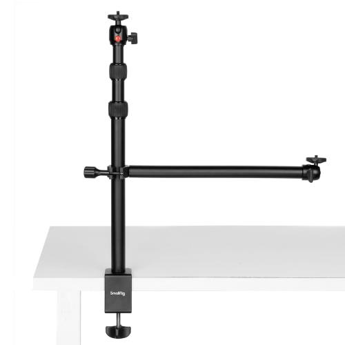 SmallRig カメラアーム デスクカメラスタンド 卓上一脚 3段階伸縮式アーム+補助延長アーム 1/4ネジ付きスマホホルダー付き 自由雲台 アルミ製 耐荷重2Kg カメラ用三脚/LEDライト/外付けマイク/プロジェクタースタンド/Webカメラスタンドに対応 ビデオカメラに対応 YouTube/Ti