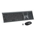 iClever キーボードワイヤレスキーボードマウスセット日本語JIS配列 静音 超薄型 type c充電式 フルサイズ テンキー付き マウス3段調節可能DPI 無線2.4G パソコンPC Windows/Mac対応 IC-BK23Combo (グレーブラック)