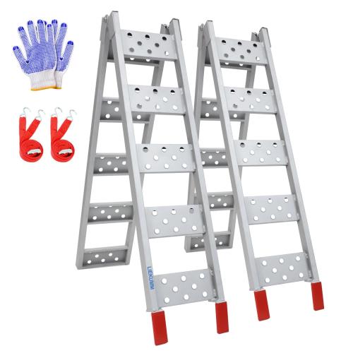 LIEKUMM バイク スロープ 長さ211cm*幅23cm ラダーレール 耐荷重440kg スチール製 折りたたみスロープ ..