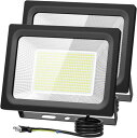 KIWEN超爆光 2個セットled投光器 200W 30000LM 昼光色 作業灯 led 100V対応 アース付きプラグ PSE適合 ledライト 屋外照明 ...