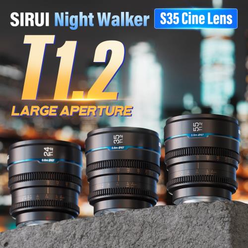 SIRUI Night Walker T1.2シネマレンズセット, 24mm, 35mm, 55mm, 大絞りマニュアルフォーカスレンズ(MS-3SMG, M4/3マウント, メタルグレー)