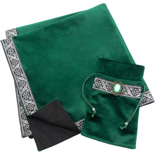 占い師が推薦 MARDUK タロットクロス 滑り止め付き 大判 ベルベット タロットカード オラクルカード 初心者 65cm×65cm (グリーン)