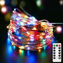 LEDイルミネーションライト 20m 200球ジュエリーライト リモコン付き 8モード 電池式 ストリングスライト 点滅/点灯/タイマー機能 防水防塵仕様 屋外/屋内/室内/ガーデンライト 正月/クリスマス用ライト 飾り デコレーション ハロウィン装飾 ロープライト (レインボー)