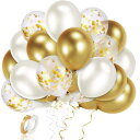 EXGOX 90個 風船 バルーン ゴールド お誕生日 ゴム風船 セット 飾り付け happy birthday バルーン 吹雪入れ 誕生日会 母の日 バースデ...