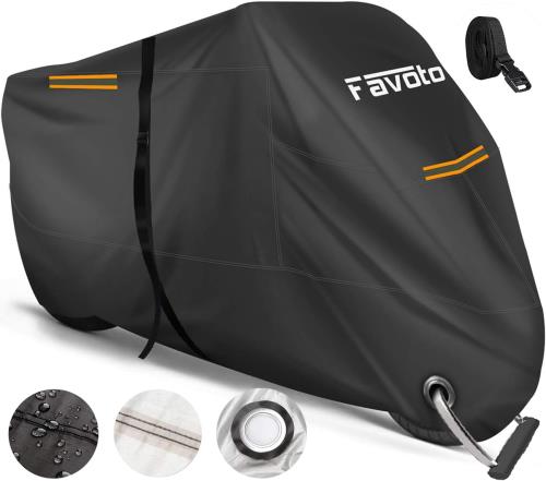 Favoto バイクカバー 厚手 高防風 防埃 防雨 防水 防雪 紫外線防止 UVカット 盗難防止 丈夫 2.5m防風ベ..