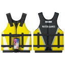 WATER GAMES ライフジャケット フローティングベスト シュノーケリングベスト 大人用 子供用 防水スマホケース 付き 日本国内メーカー 一般財団法人日本船舶品質管理協会 製品安全評価センター 浮力測定実施済 (大人用 Lサイズ/ライムイエロー)