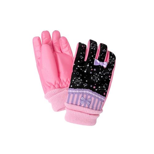 [アリサナ] 手袋 スキー手袋 キッズ スキーグローブ 星座 雪 女の子 ジュニア 日本製 D星座柄ブラック 7-8歳