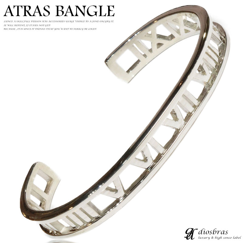 アトラス バングル スカルヘッド ローマ数字 ローマ プレート チェーン シルバーブレスレット シルバーアクセサリー シルバーアクセサリー メンズ シルバーバングル ブレスレット バングル シルバー925 メンズアクセサリー プレゼント 人気 送料無料