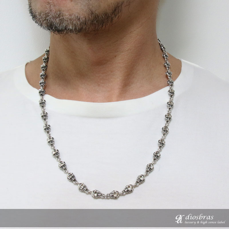 ネックレス チェーン ネックレスチェーン メンズ レディース シルバーネックレス シルバー925 スカル 骸骨 スカルハンド スカルボーン クロス 十字架 王冠デザイン クラウン ユリ 百合の紋章 ネックレスチェーン シルバー925 55cm 送料無料