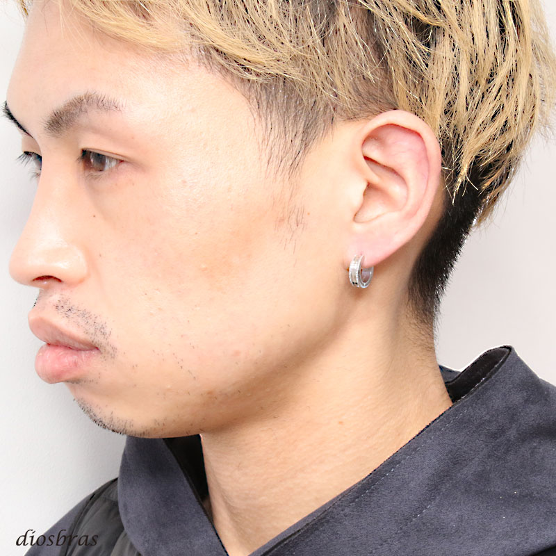 ステンレス フープピアス シルバー ブラック 金属アレルギー対応 艶消しサンド メタル素材 ゴールド 金 シンプル 小さめ フープ ループ リング 輪っか ピアス アクセサリー メンズ レディース 中折れ式 13mm メール便なら送料無料