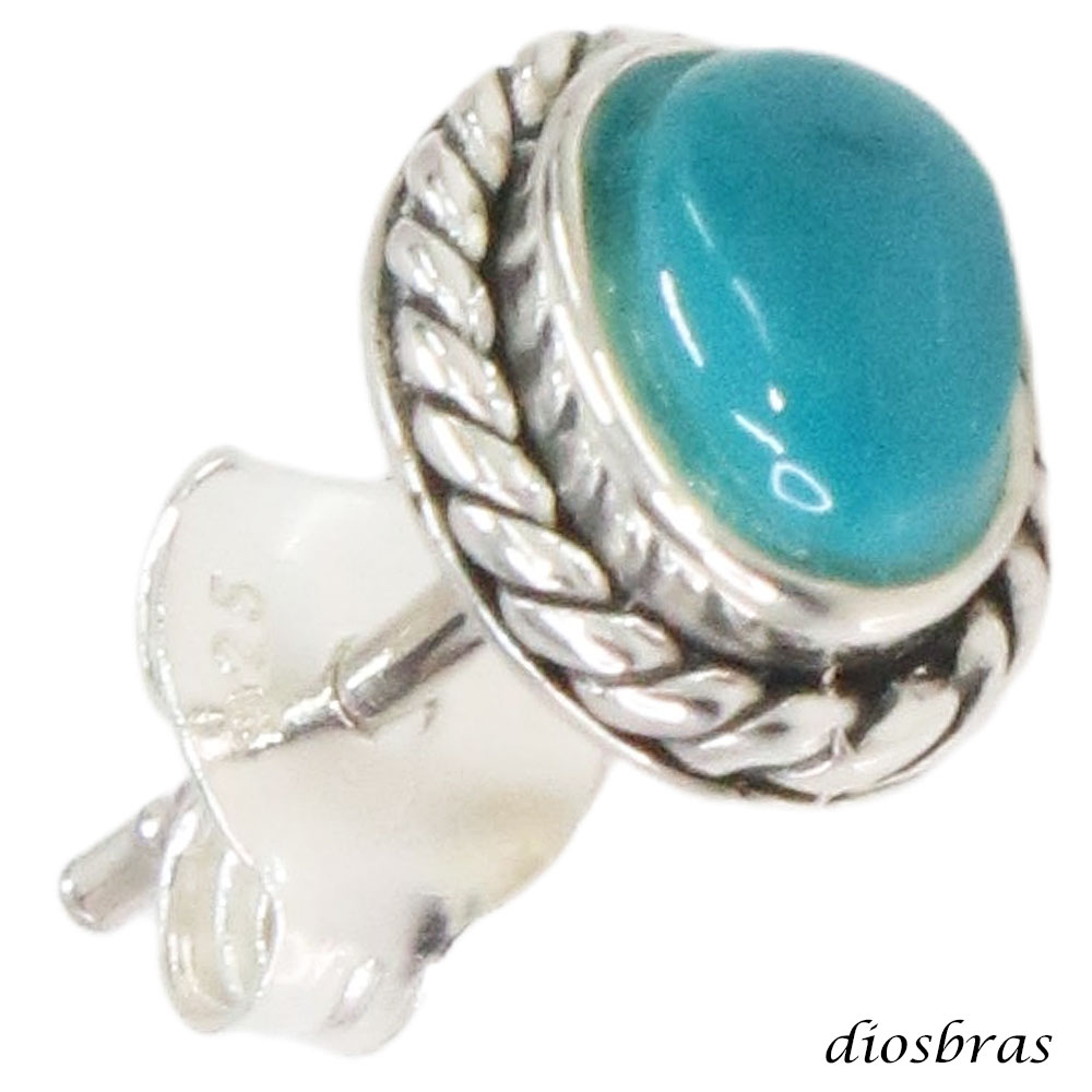 楽天diosbras （ディオブラス）ターコイズ ピアス 本物シルバー925 ピアス 片方 トルコ石 ナバホ ネイティブアメリカン インディアン ジュエリー ワンポイント パワーストーン ピアス片耳 ロープ 縄 メンズ レディース 7mm メール便なら送料無料