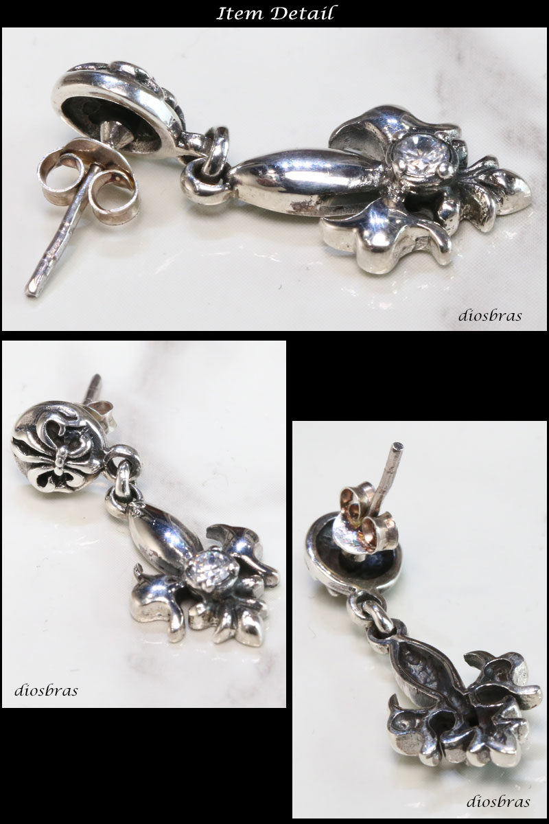 メンズピアス ピアス シルバーアクセサリー シルバーピアス ドロップピアス レディース バラ売り 片耳のみ シャープでキレイめハードな横顔に ジルコニア メンズ アクセサリー ピアス クロス 十字架 フレア リリー 百合 ユリの紋章 ナイフ 剣の商品画像 2