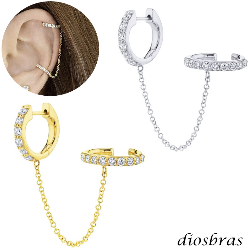 ピアス 2連 チェーン イヤーカフ シルバー 925 フープ リング 小豆 アズキ　あずき チェーン マリーナ..