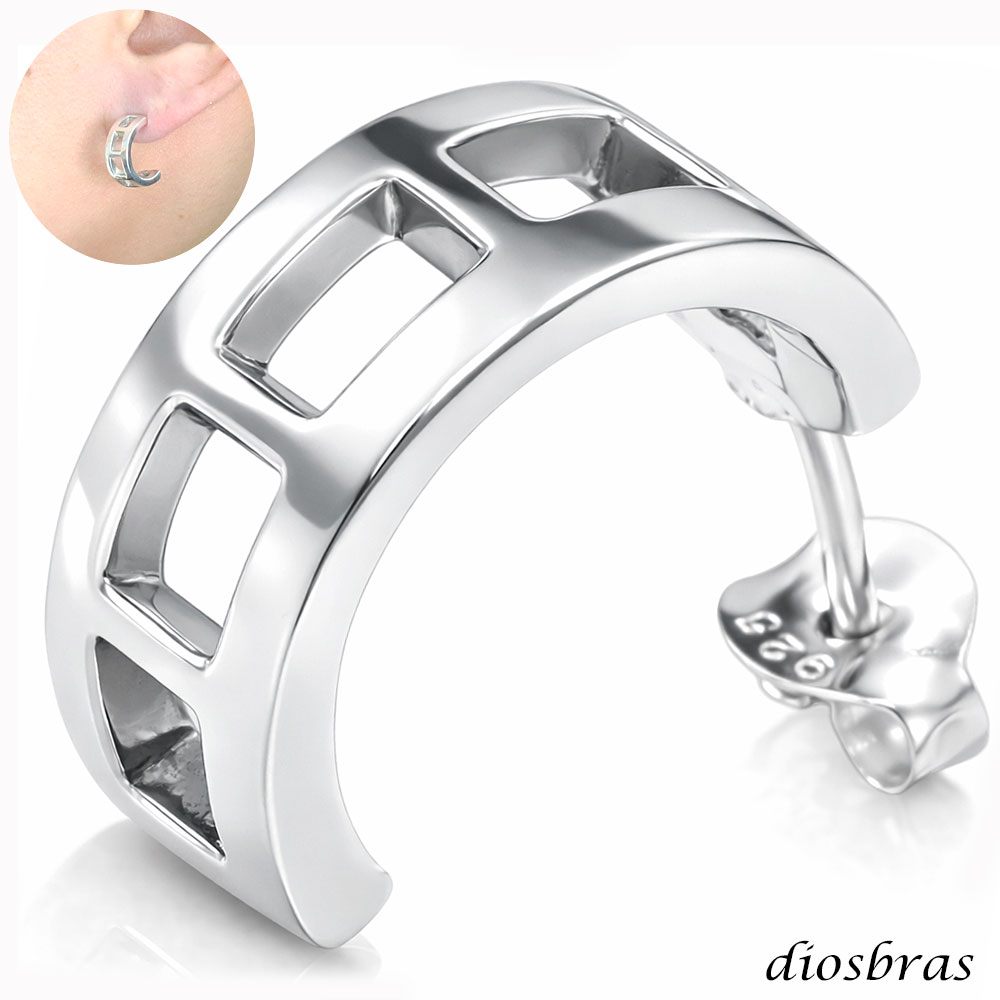 フープピアス リング ピアス シルバーエッジ ハーフピアス カット 925 ピアス メンズ レディース フー..