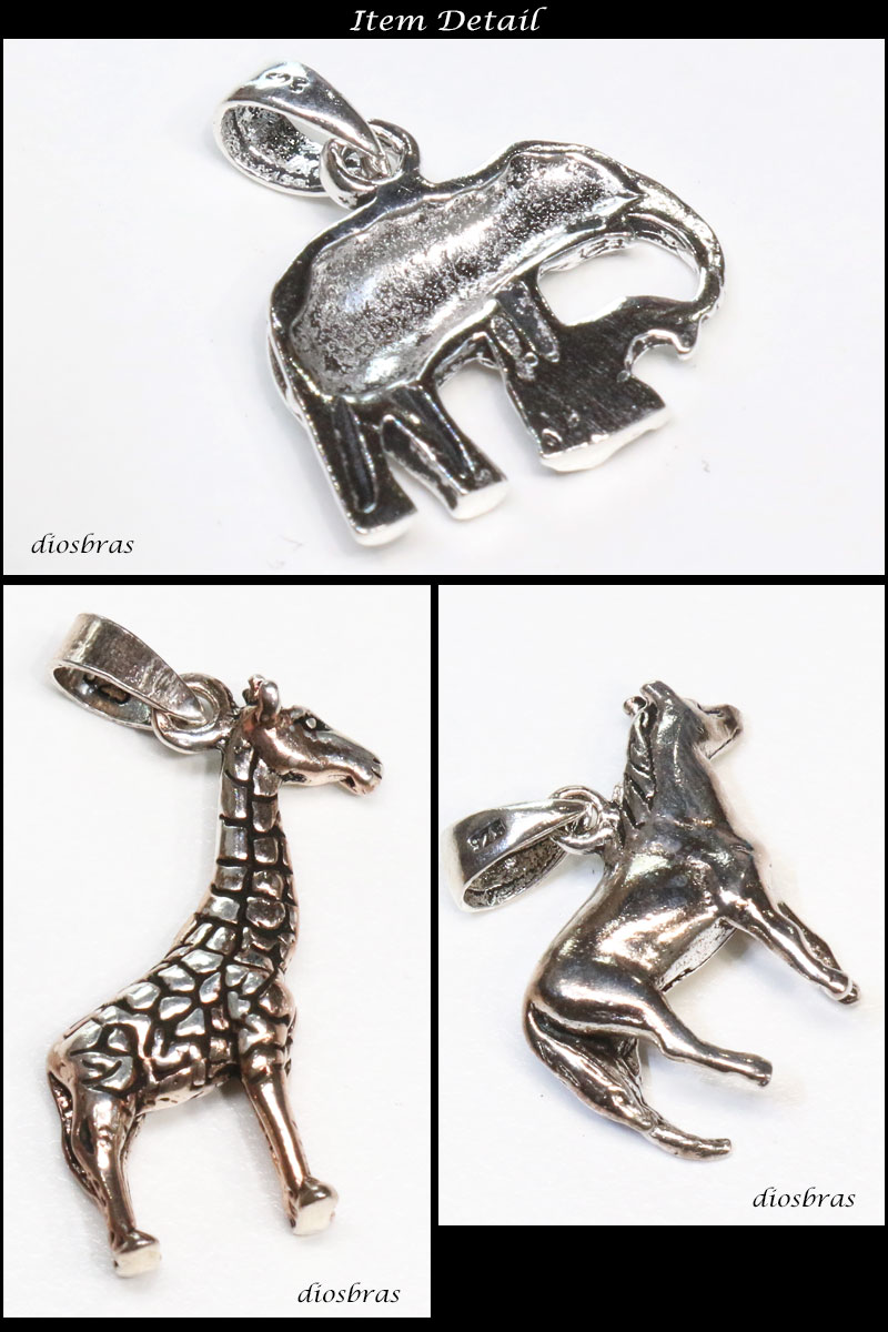 ミニチュアペンダント 馬 キリン 象 ゾウ エレファント ジラフ ホース シルバー925 ネックレス メンズ レディース メール便なら送料無料