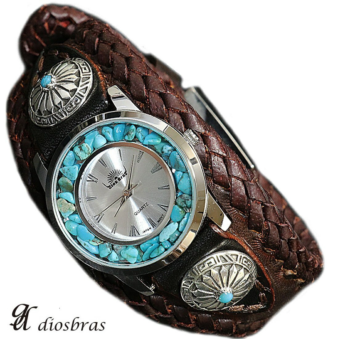 【diosbras-ディオブラス-】本革サドルレザー　バイカーズウォッチ牛革時計 Mサイズ　メンズ　 ...
