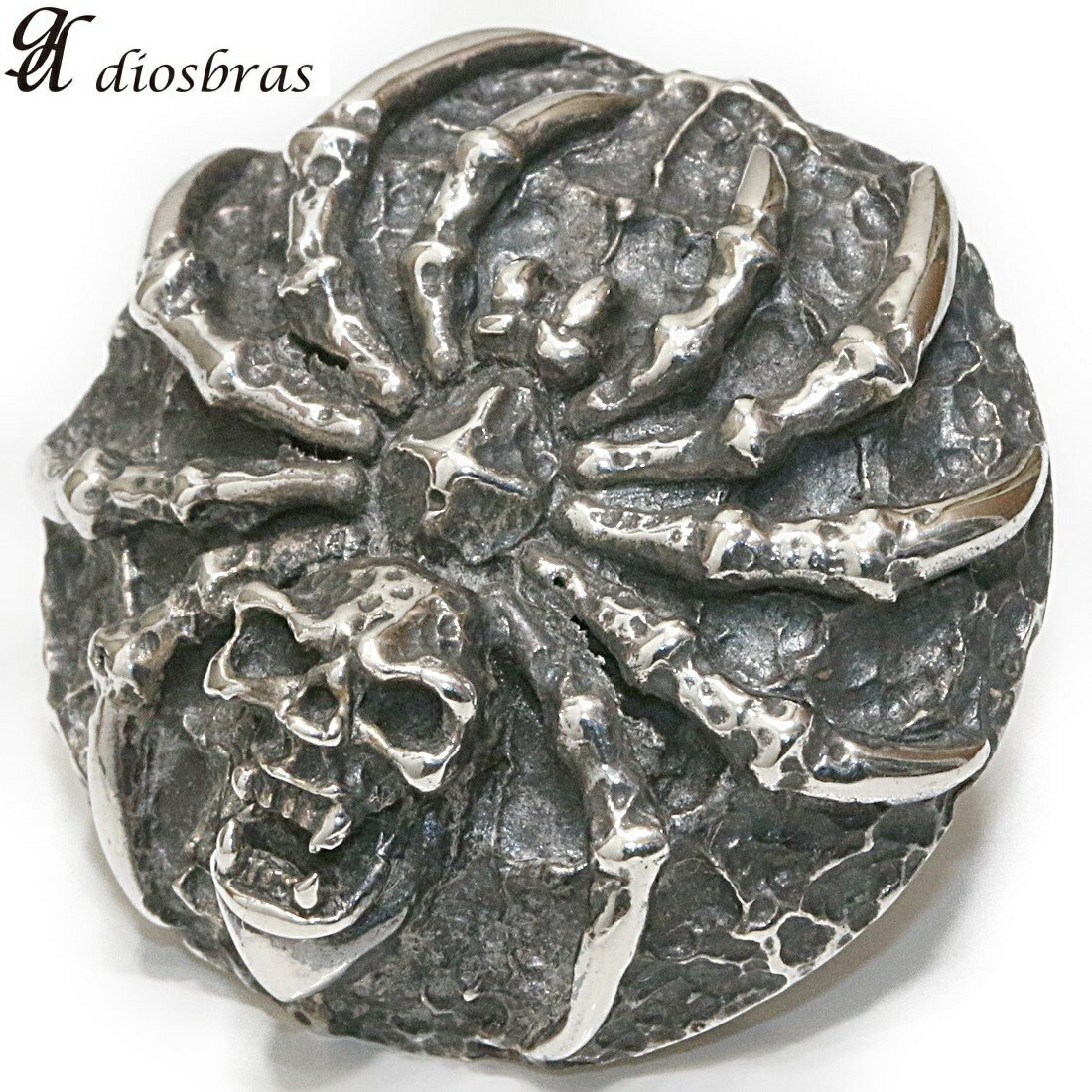 コンチョ スパイダー 蜘蛛 ドクロ スカル 髑髏 コンチョ スカルヘッドンチョ シルバー925コンチョ 財布 ウォレット メンズ ネジ式 diosbras-ディ...