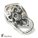 3Dリアル スカル ジョイントパーツ コンチョ ドロップハンドル シルバー925 コンチョ ネジ式 レザー ロング ウォレット 財布 メンズ レディース dio...