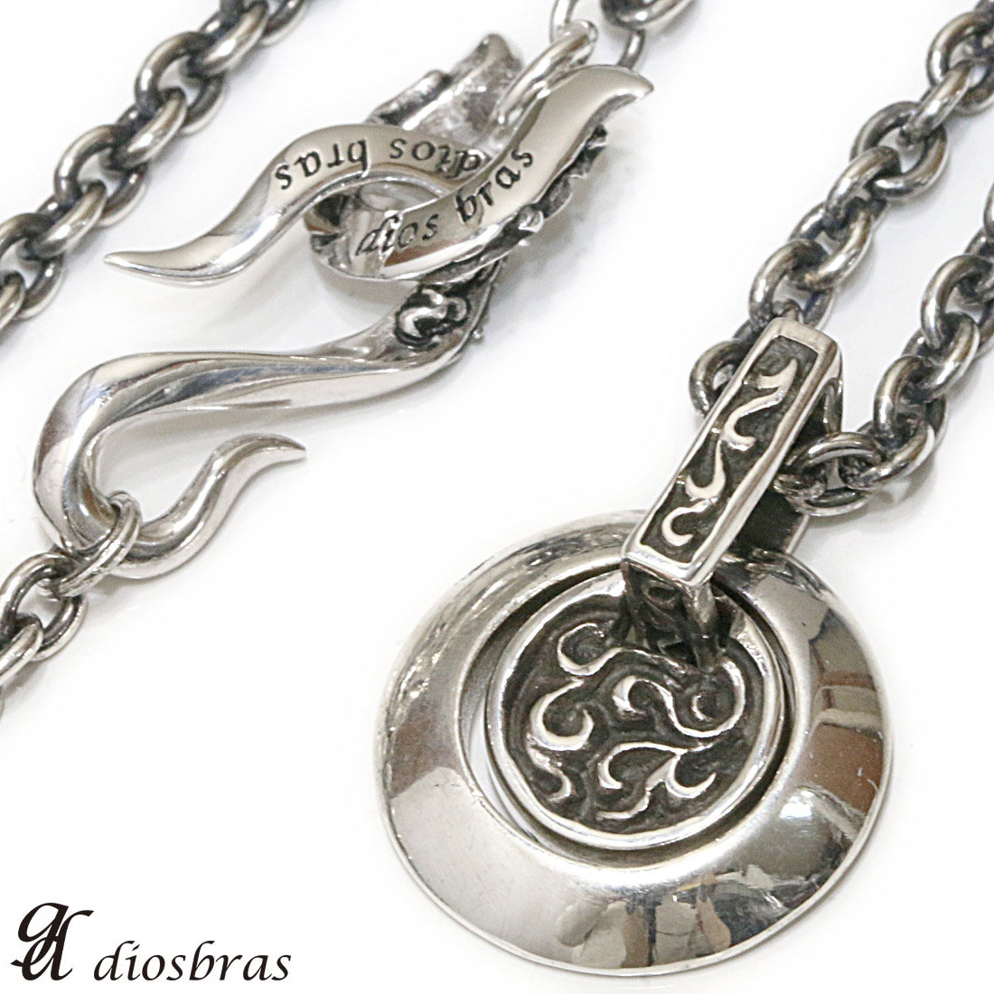 2連プレートペンダント アラベスク 唐草 ネックレス シルバー925 チェーンセット 全国送料無料 diosbras-ディオブラス
