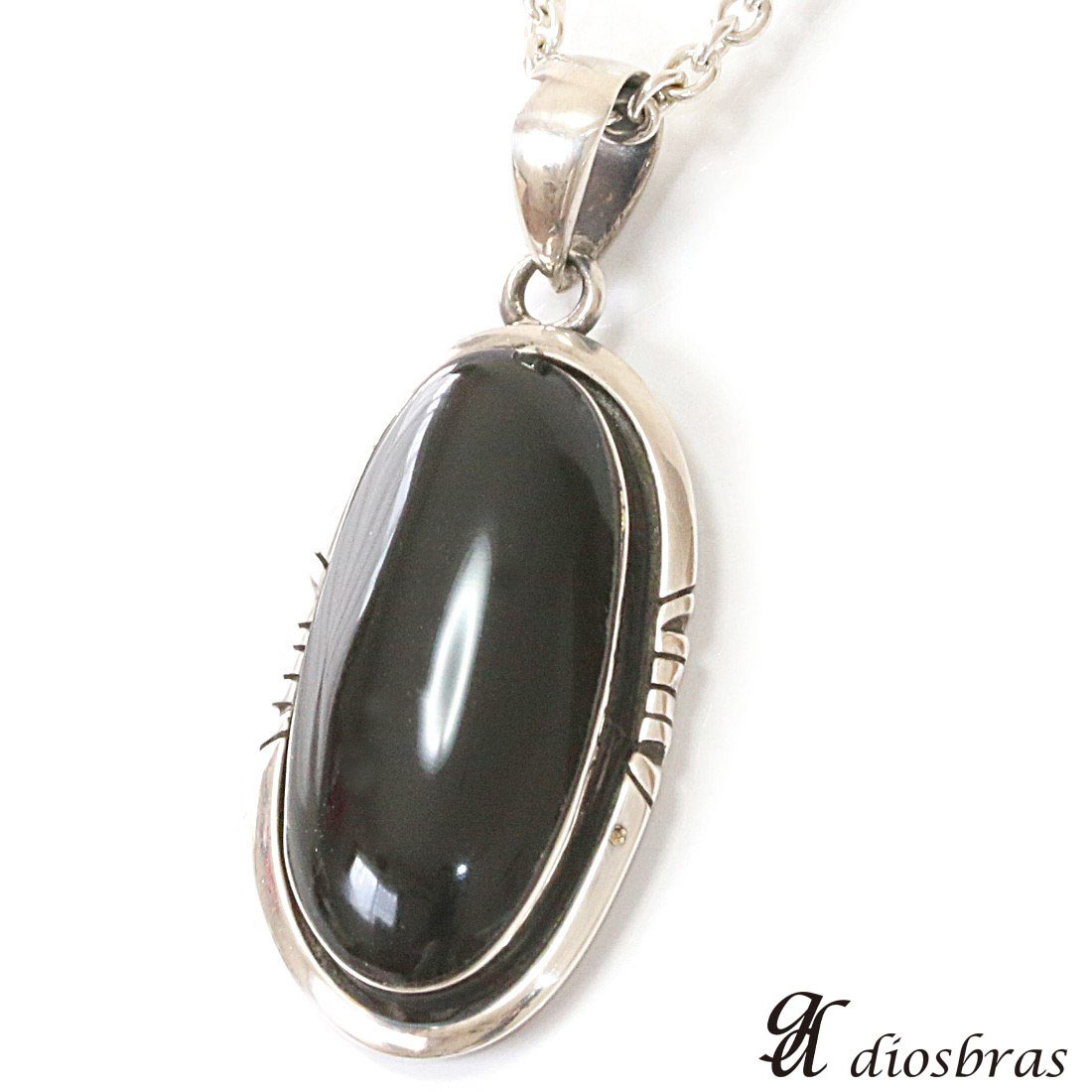 オーバル ペンダント トップ 存在感のあるオニキスペンダント NAVAJOスタイル ナバホ ネイティ ...