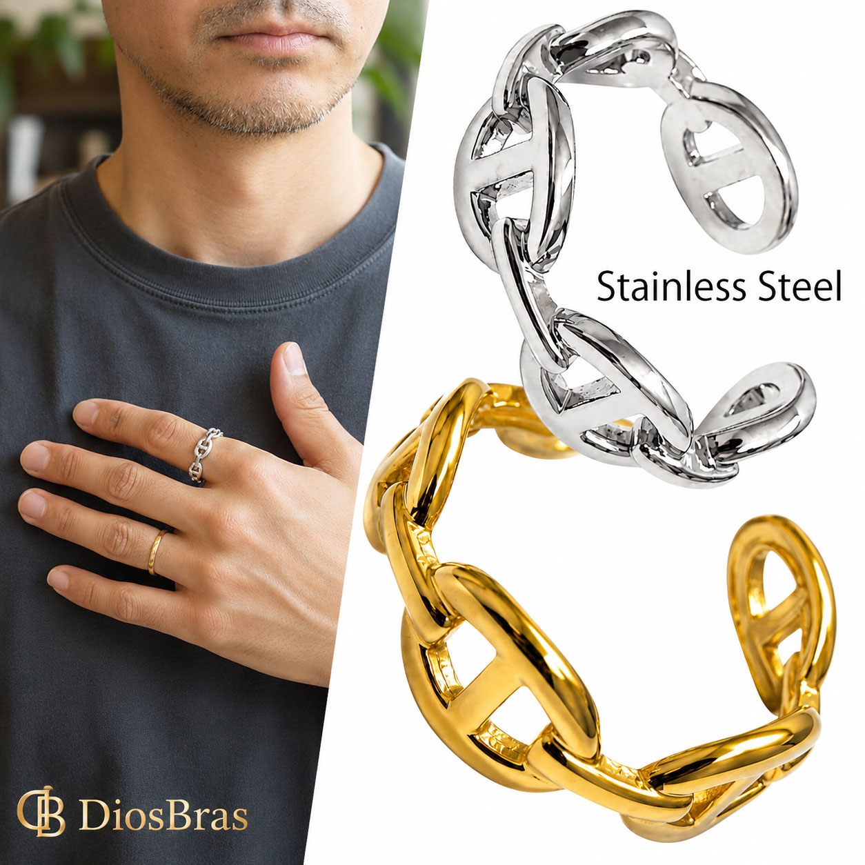 乐天商城 - ステンレス リング アンカー チェーン マリーン　マリーナ リング シルバー 金属アレルギー対応 光沢 リング アクセサリー メンズ レディース