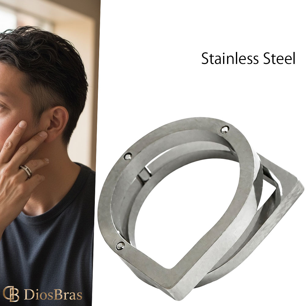 乐天商城 - 2連ステンレス リング チェーン リンク シルバー 金属アレルギー対応 光沢 リング アクセサリー メンズ レディース