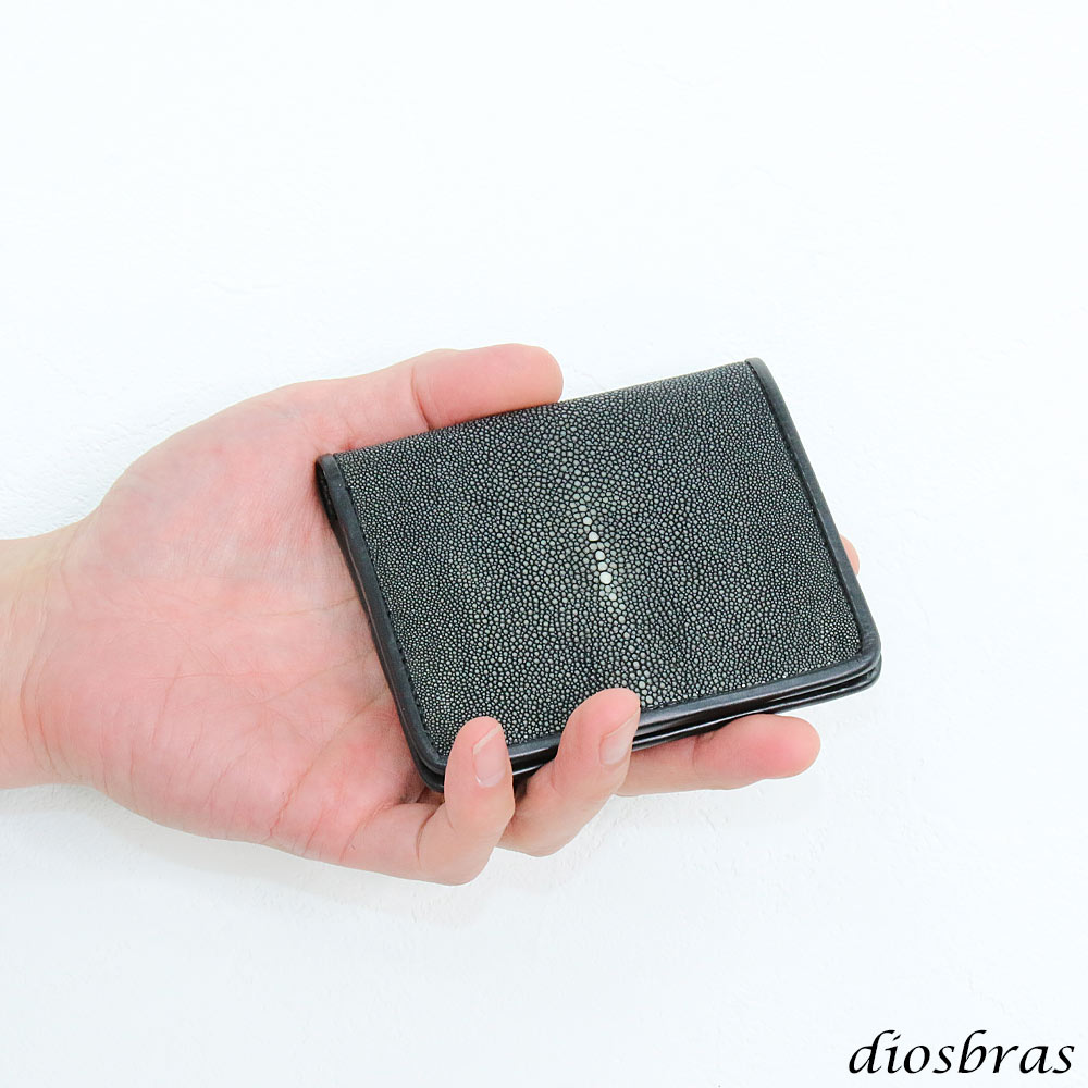 メンズ二つ折り レザーウォレット 本革 スティングレイ スティングレー エイ革 シ...