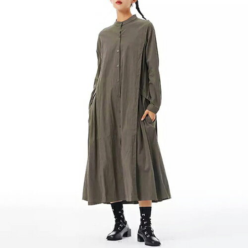 スタンドカラー ルーズシルエット 長袖 ロング...の紹介画像2