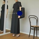 ハイネック カットソー ボックスシルエット 半袖 マキシ ワンピース