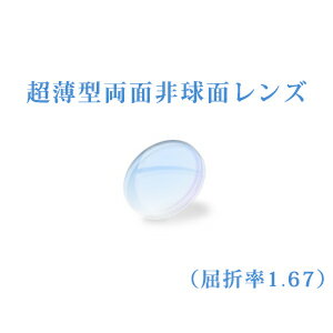 メガネレンズ 超薄型両面非球面レンズ　屈折率1.67　超硬質コート UVカット（UV400）　無色　2枚一組　【オプション専用】　商品到着後にレビューを書いて次回使えるクーポンをGET！