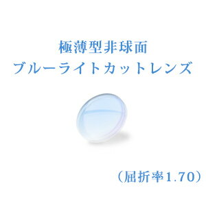 ブルーライトカット パソコン用　PC用 PCメガネ パソコンレンズ パソコンメガネ メガネレンズ 極薄型非球面レンズ度付き　屈折率1.70 UVカット（UV400）　無色　2枚一組　【オプション専用】商品到着後にレビューを書いて次回使えるクーポンをGET！