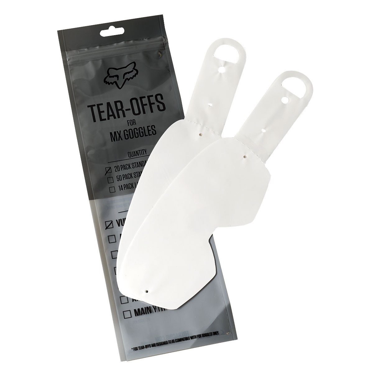 FOX MX ティアオフ エアースペース/メイン VLS 2024以前のモデルに対応 20枚入り 25366-012-OS