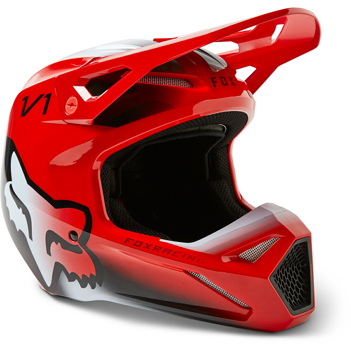 FOX MX ユース V1 ヘルメット トキシック YLサイズ フローレッド (SG/PSC取得済み) 29731-110-YL