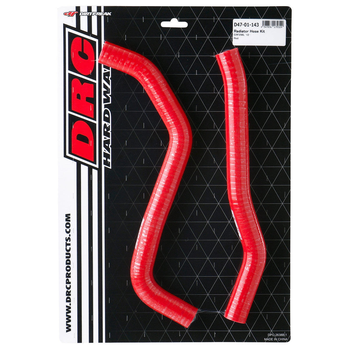 DRC ラジエターホースキット CRF250L/M '12-20 CRF250RALLY '17-20 レッド 耐熱(−40度〜260度)/耐圧 D47-01-143