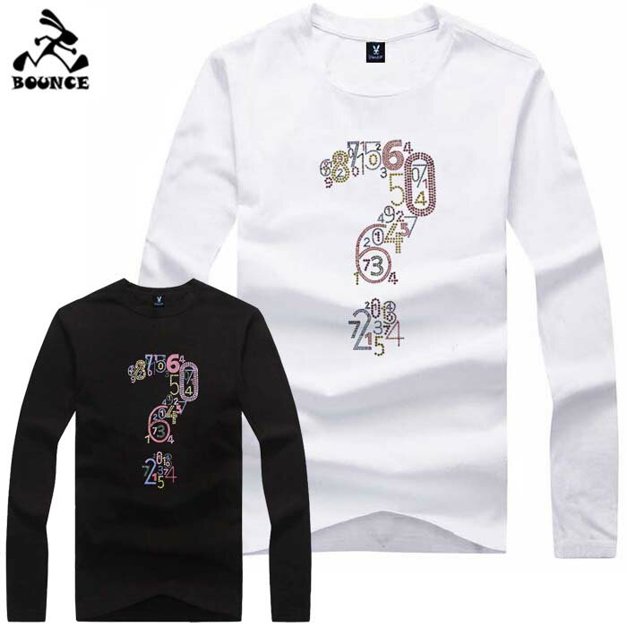 BOUNCE バウンス question mark ラインストーン ロゴ 長袖 ブラック ホワイト メンズTシャツ トップス かっこいい おしゃれ 人気 ブランド 大きい ビッグサイズ ストリート ITALY