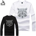 BOUNCE バウンス reccon dog タヌキ ラインストーン ロゴ 長袖 ブラック ホワイト メンズTシャツ トップス かっこいい おしゃれ 人気 ブランド 大きい ビッグサイズ ストリート ITALY