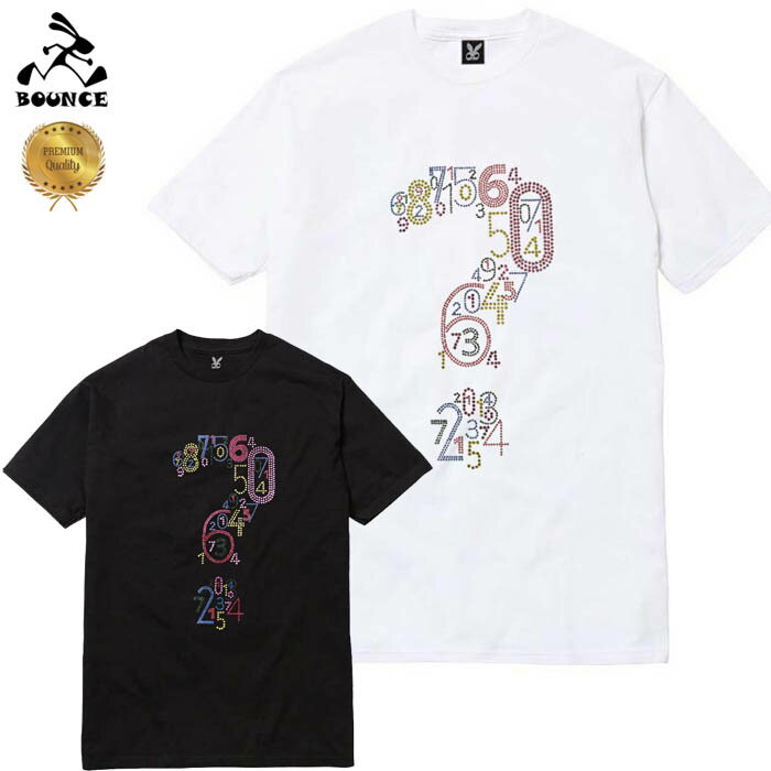 BOUNCE バウンス Question mark ラインストーンロゴ PREMIUM 半袖 綿100 メンズTシャツ トップス かっこいい おしゃれ 人気 ブランド 大きい ビッグサイズ ストリート系 ITALY