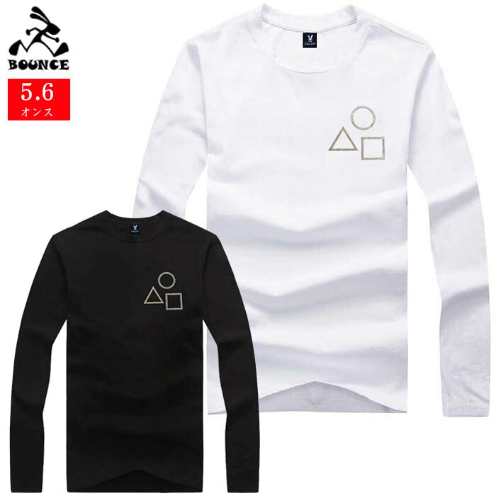 Other - BOUNCE バウンス マル シカク サンカク ラインストーン ロゴ 長袖 ブラック ホワイト メンズTシャツ トップス かっこいい おしゃれ 人気 ブランド 大きい ビッグサイズ ストリート ITALY